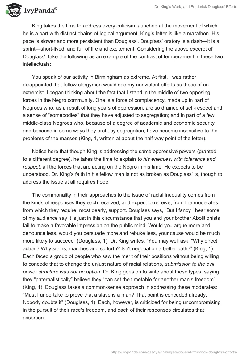 Dr. King’s Work, and Frederick Douglass’ Efforts. Page 3