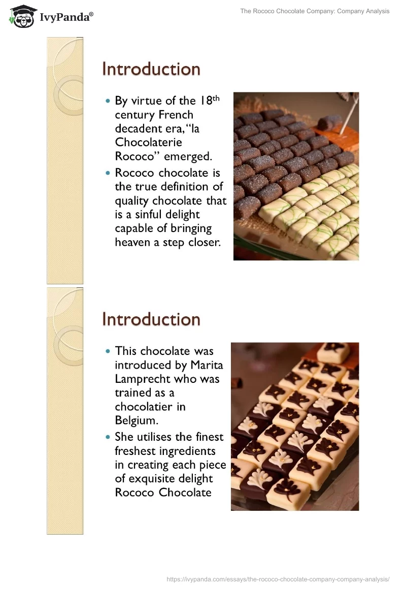 The Rococo Chocolate Company: Company Analysis. Page 2
