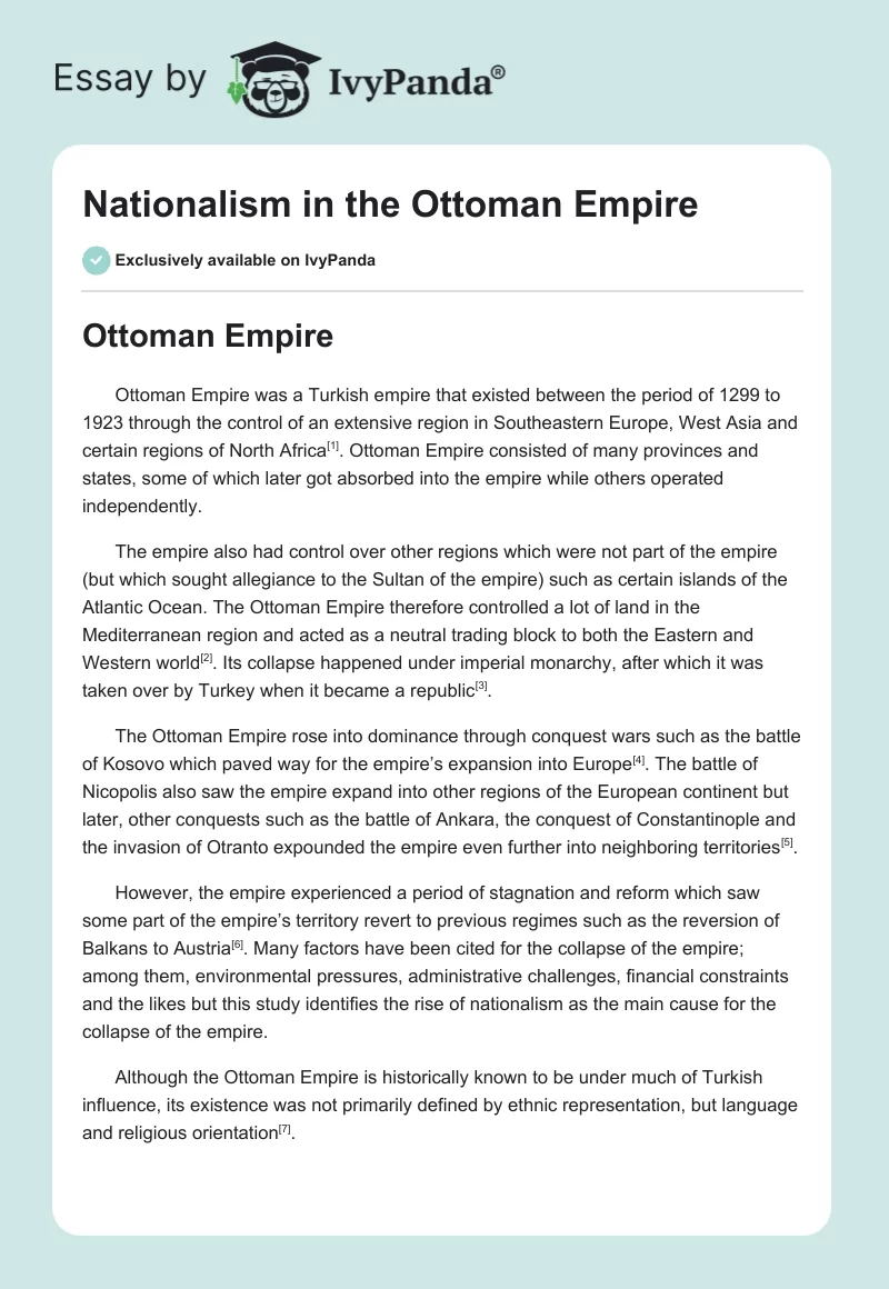 Nationalism in the Ottoman Empire. Page 1