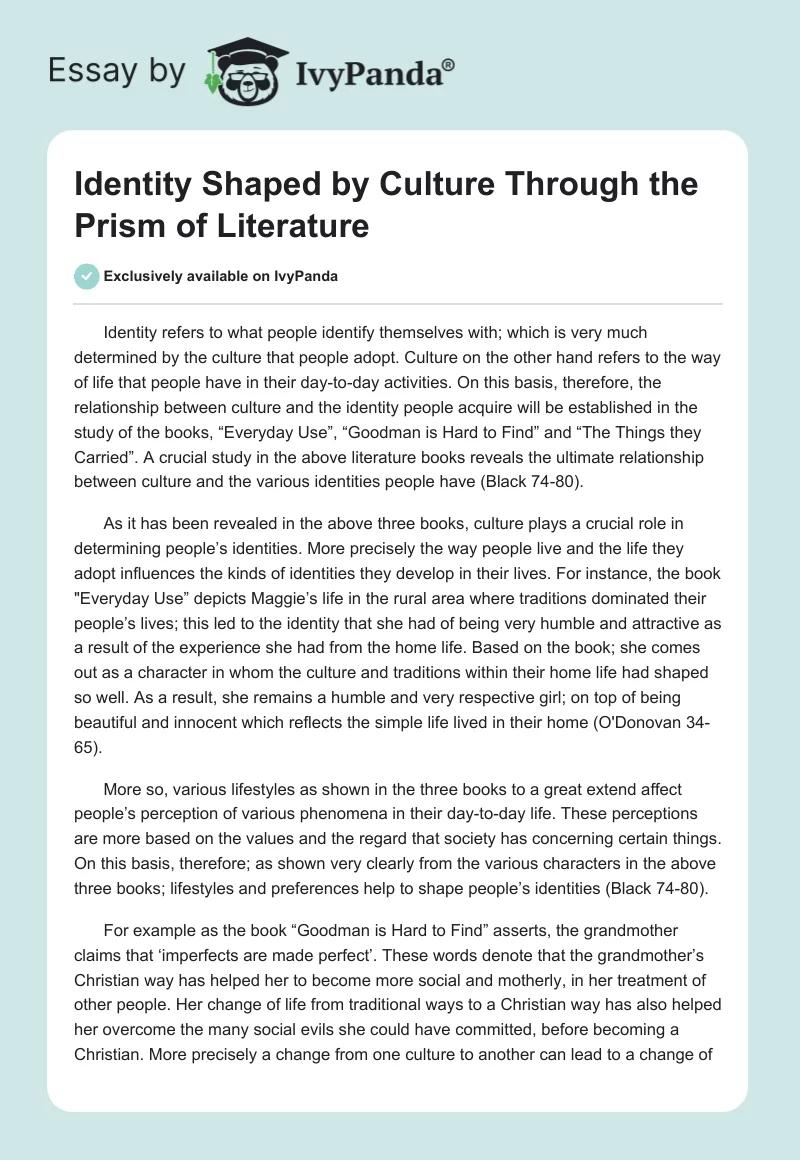 Identity Shaped by Culture Through the Prism of Literature. Page 1