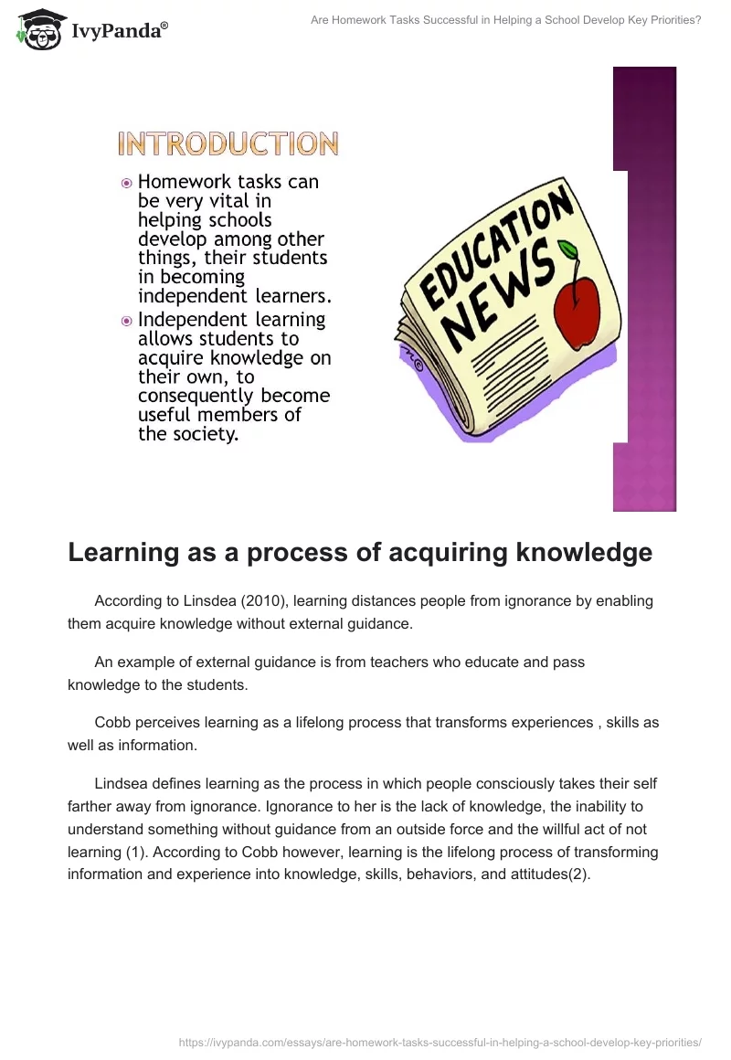 Are Homework Tasks Successful in Helping a School Develop Key Priorities?. Page 2
