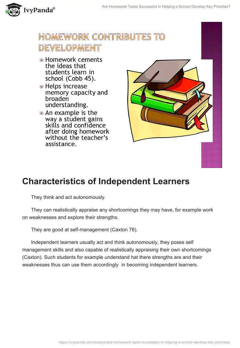 Are Homework Tasks Successful in Helping a School Develop Key Priorities?. Page 4
