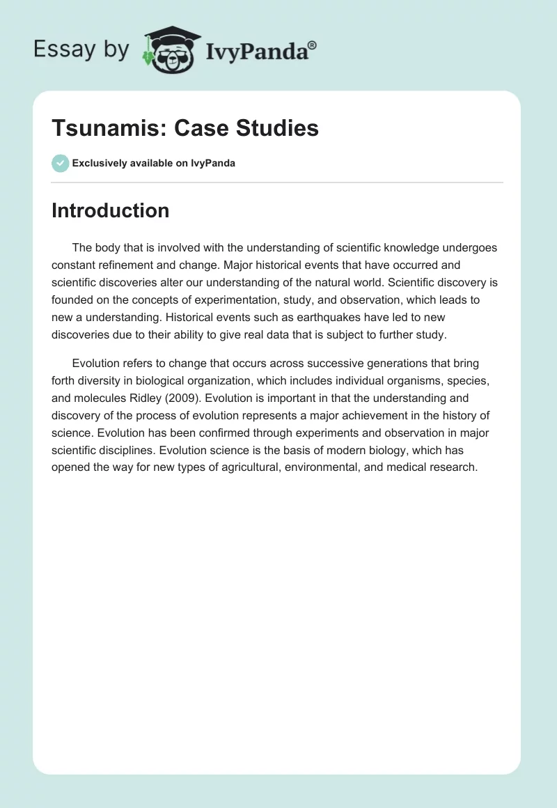 Tsunamis: Case Studies. Page 1