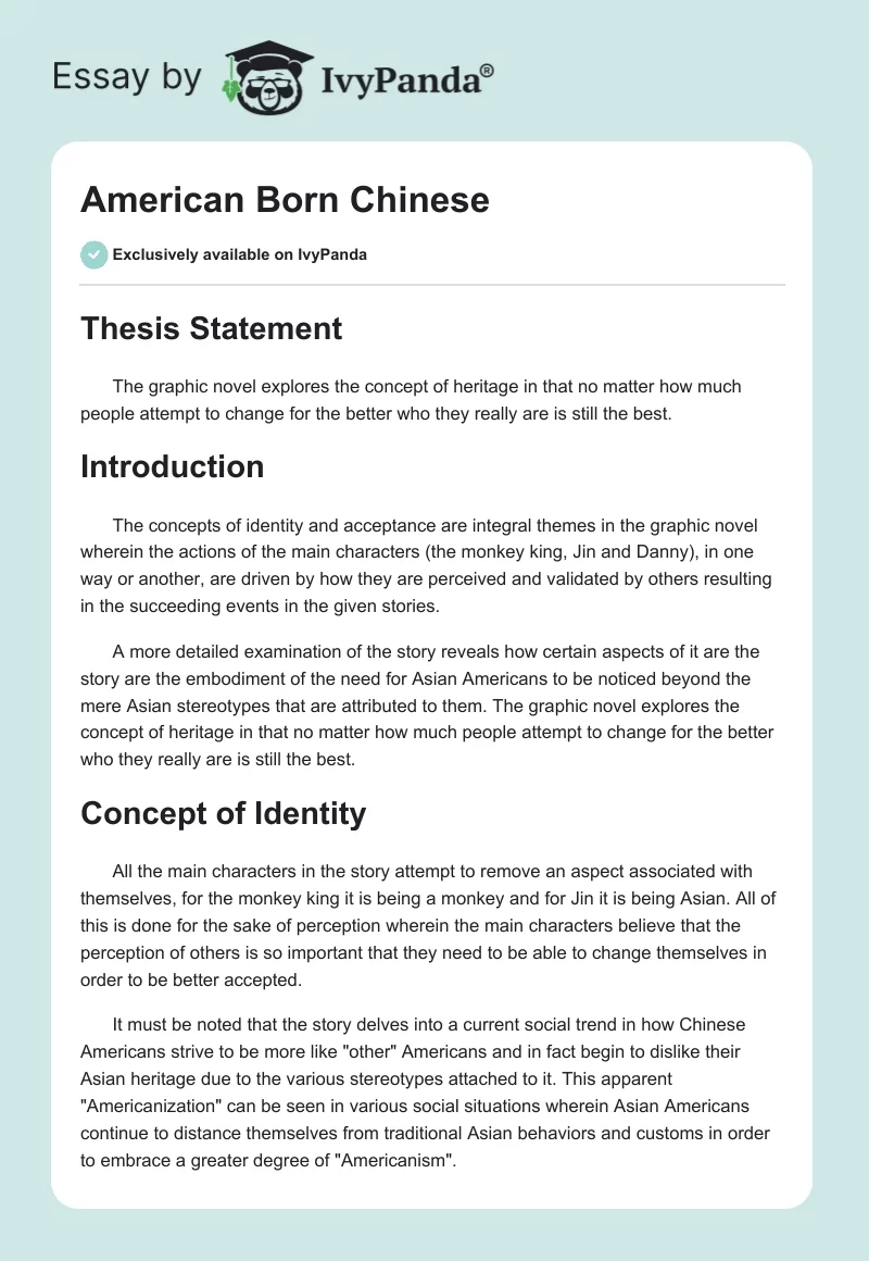 american born chinese identity essay