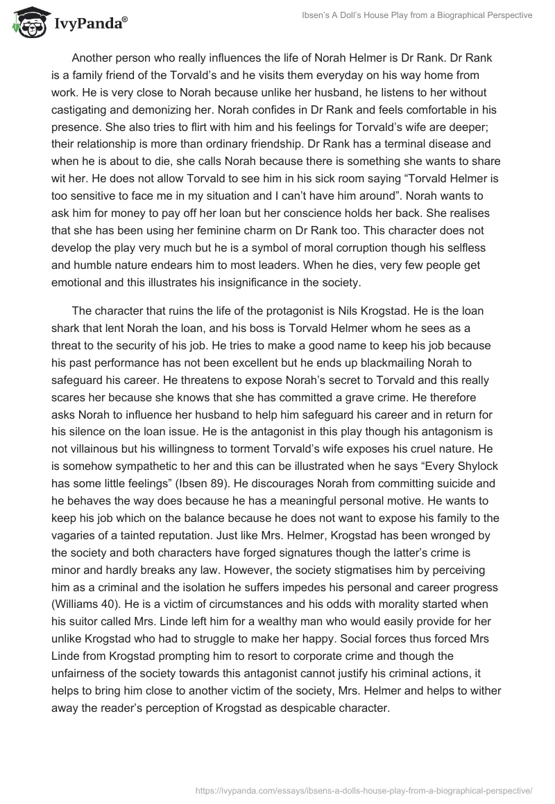 Ibsen’s A Doll’s House Play From a Biographical Perspective. Page 3