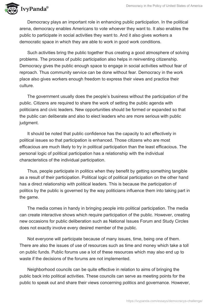 Democracy in the Policy of United States of America. Page 3