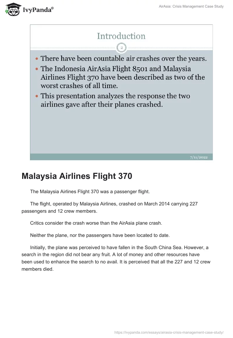 AirAsia: Crisis Management Case Study. Page 2