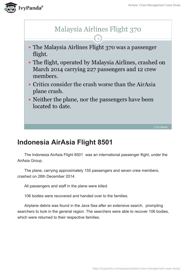 AirAsia: Crisis Management Case Study. Page 3