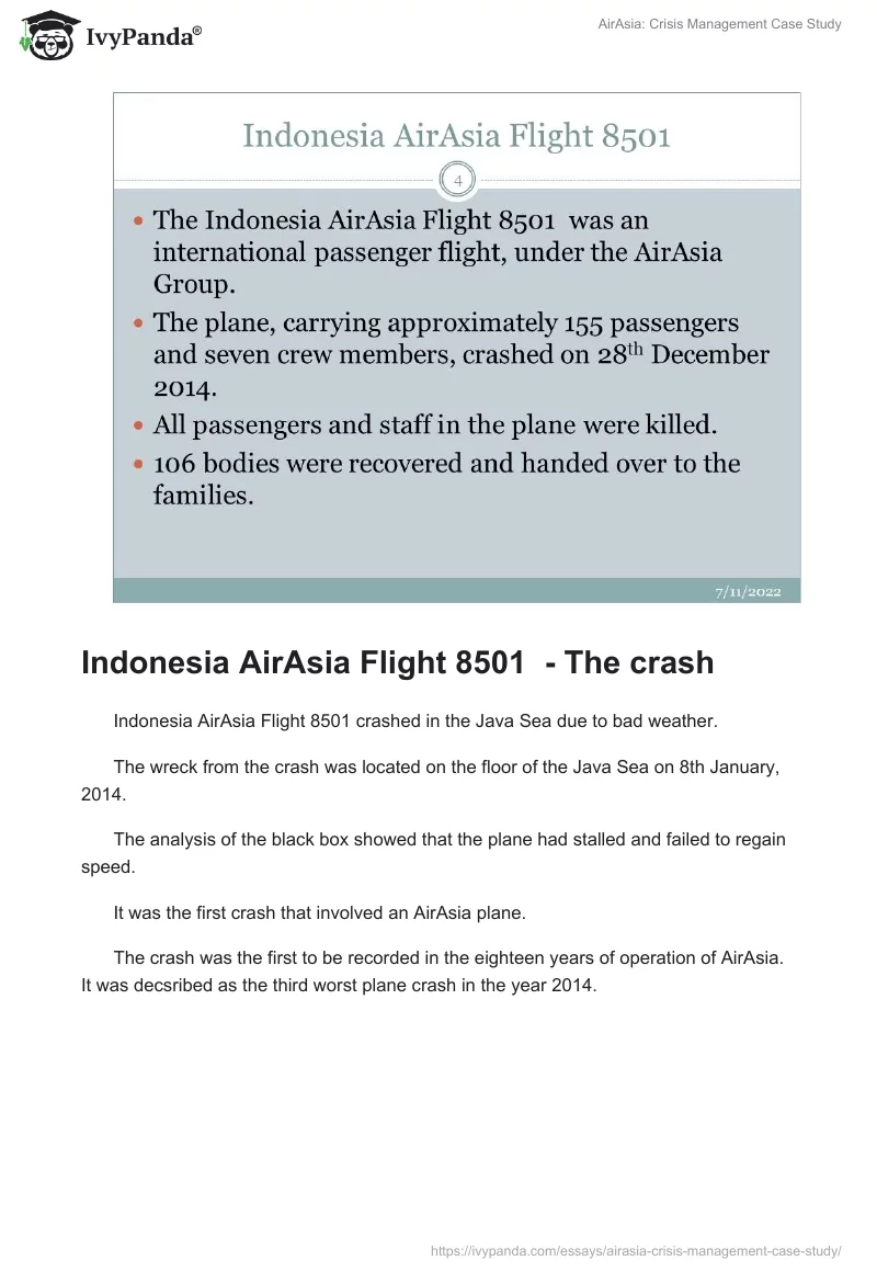 AirAsia: Crisis Management Case Study. Page 4