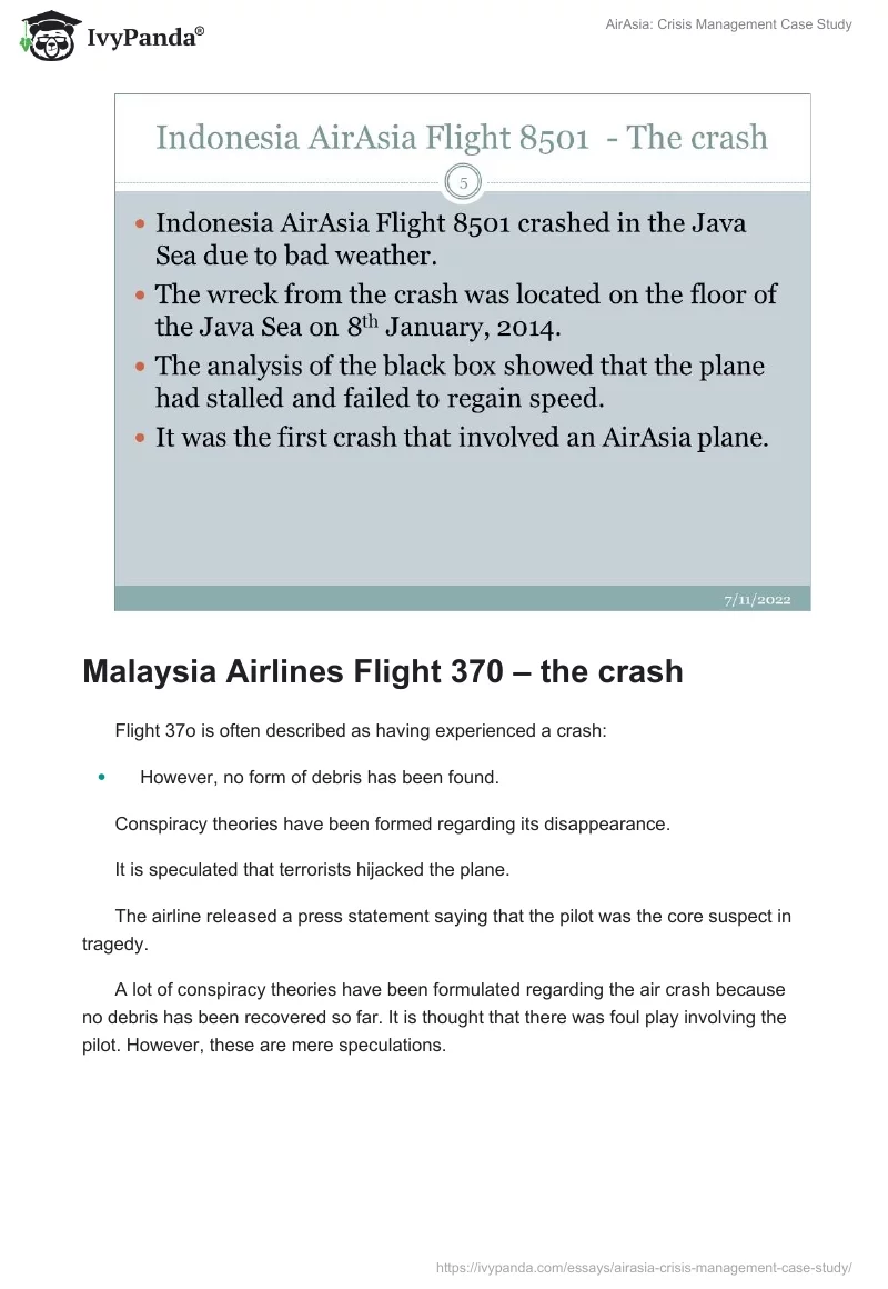 AirAsia: Crisis Management Case Study. Page 5