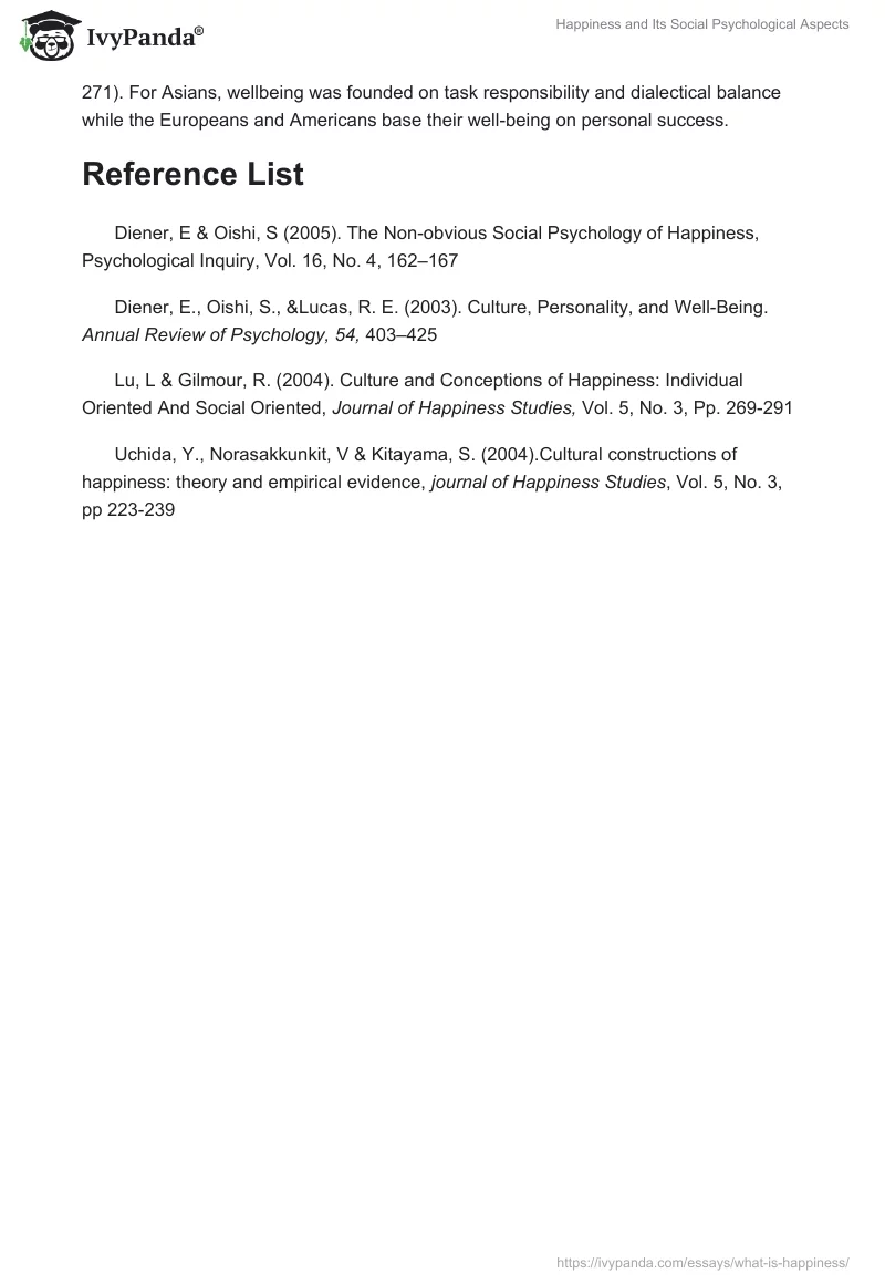 Happiness and Its Social Psychological Aspects. Page 5