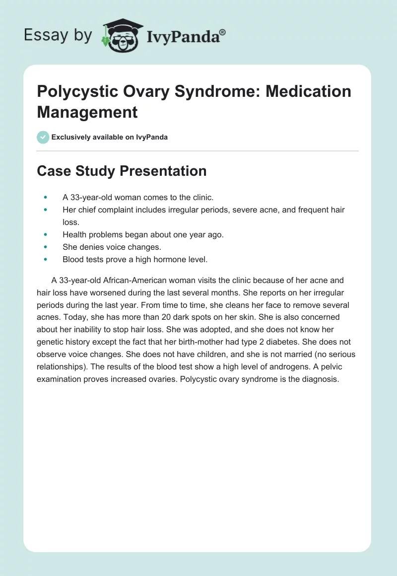 Polycystic Ovary Syndrome: Medication Management. Page 1