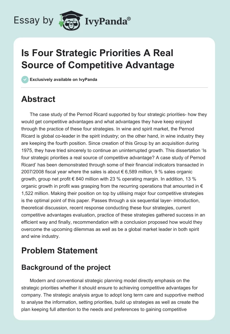 Is Four Strategic Priorities A Real Source of Competitive Advantage. Page 1