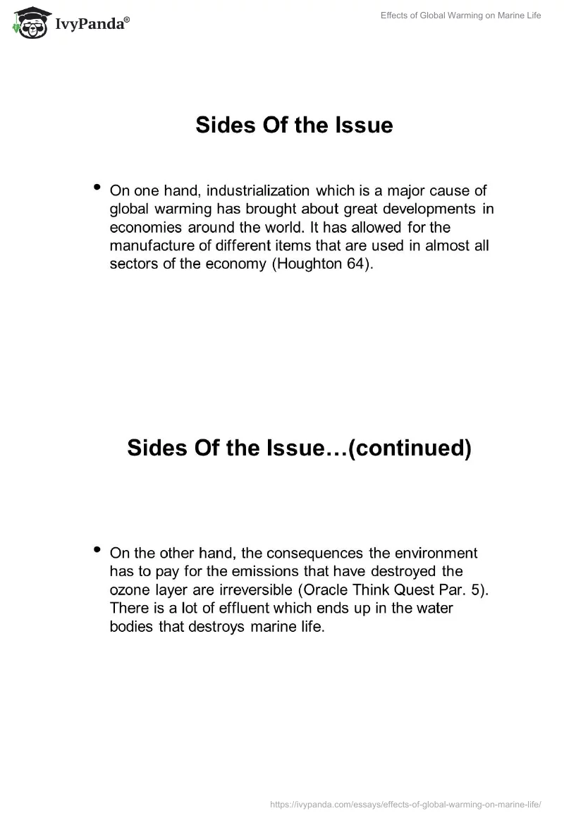 Effects of Global Warming on Marine Life. Page 4