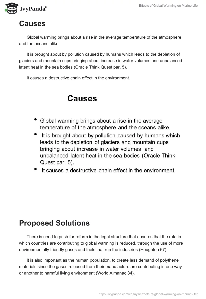 Effects of Global Warming on Marine Life. Page 5