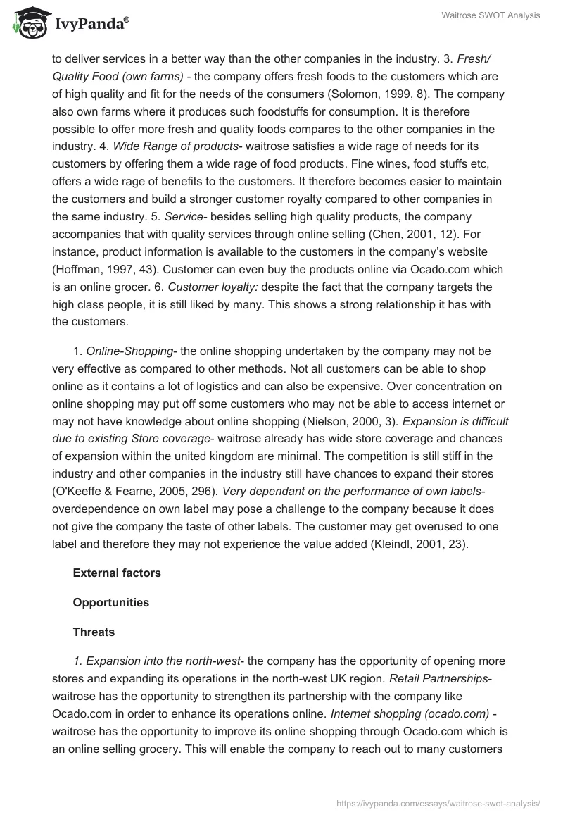Waitrose SWOT Analysis. Page 3