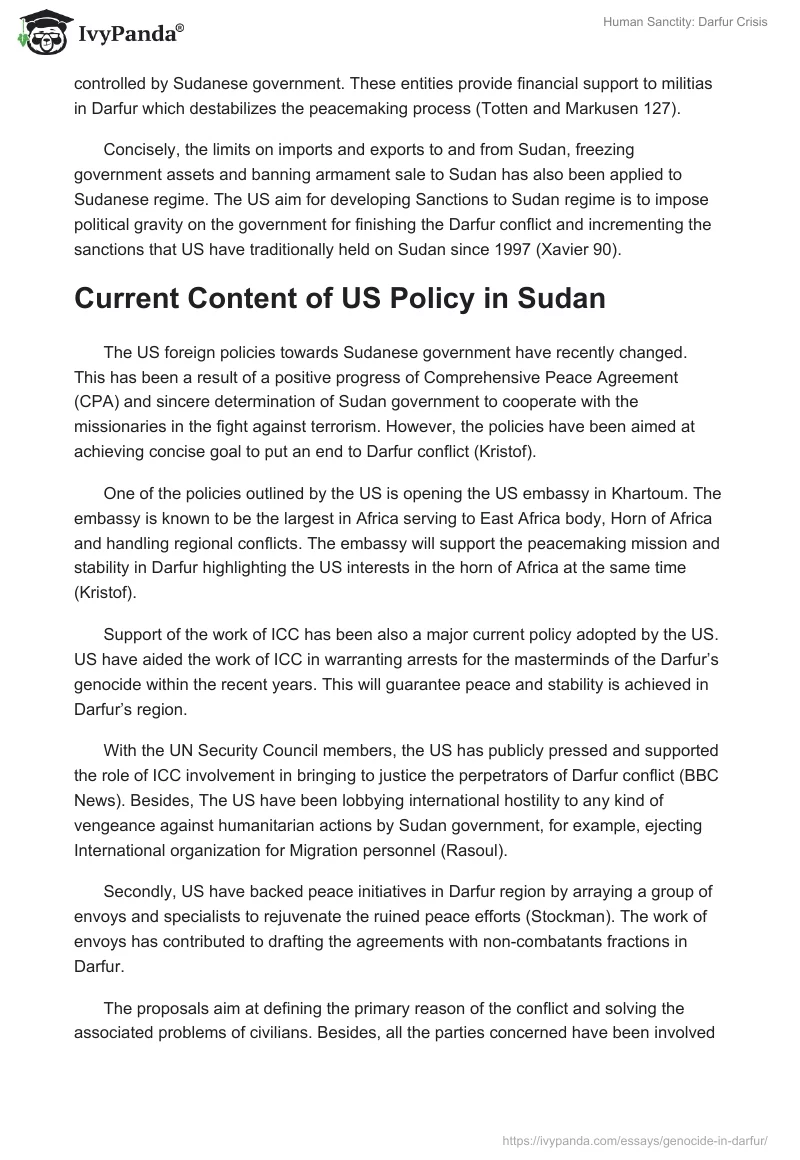 Human Sanctity: Darfur Crisis. Page 5
