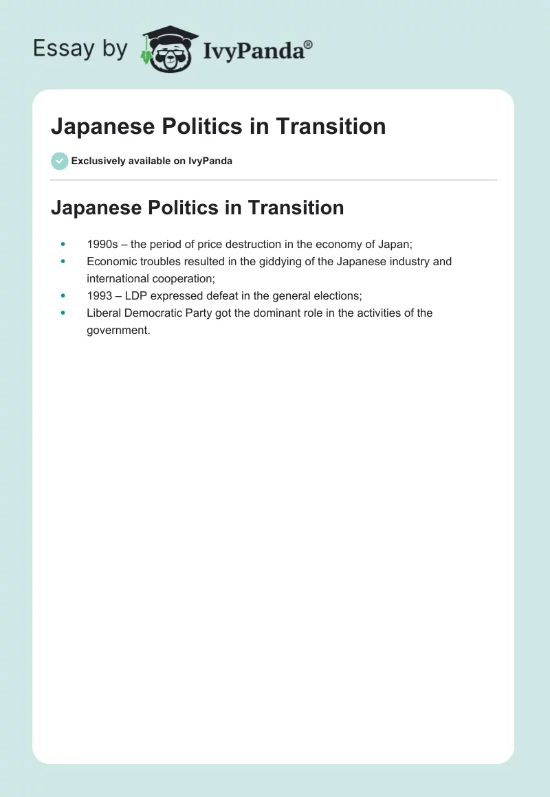 Japanese Politics in Transition. Page 1