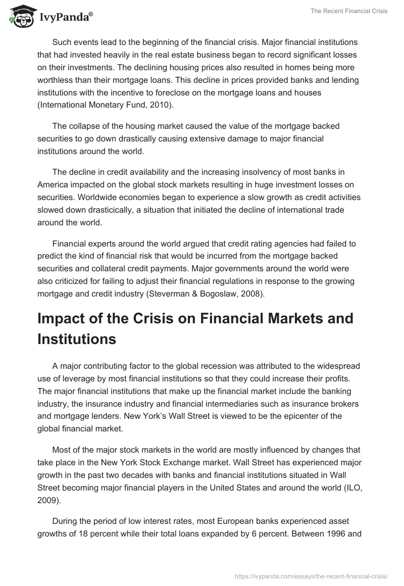The Recent Financial Crisis. Page 3