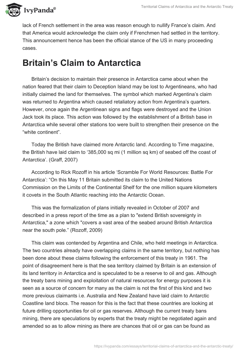 Territorial Claims of Antarctica and the Antarctic Treaty. Page 4