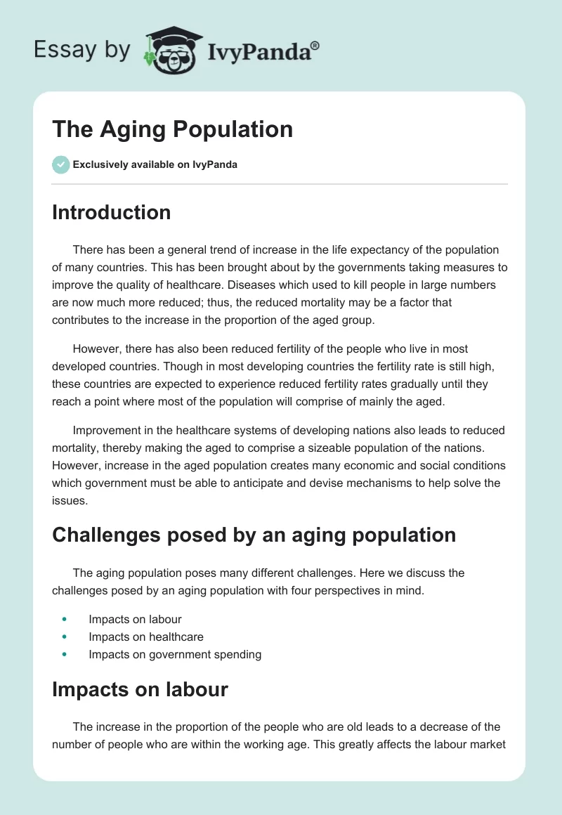 The Aging Population. Page 1