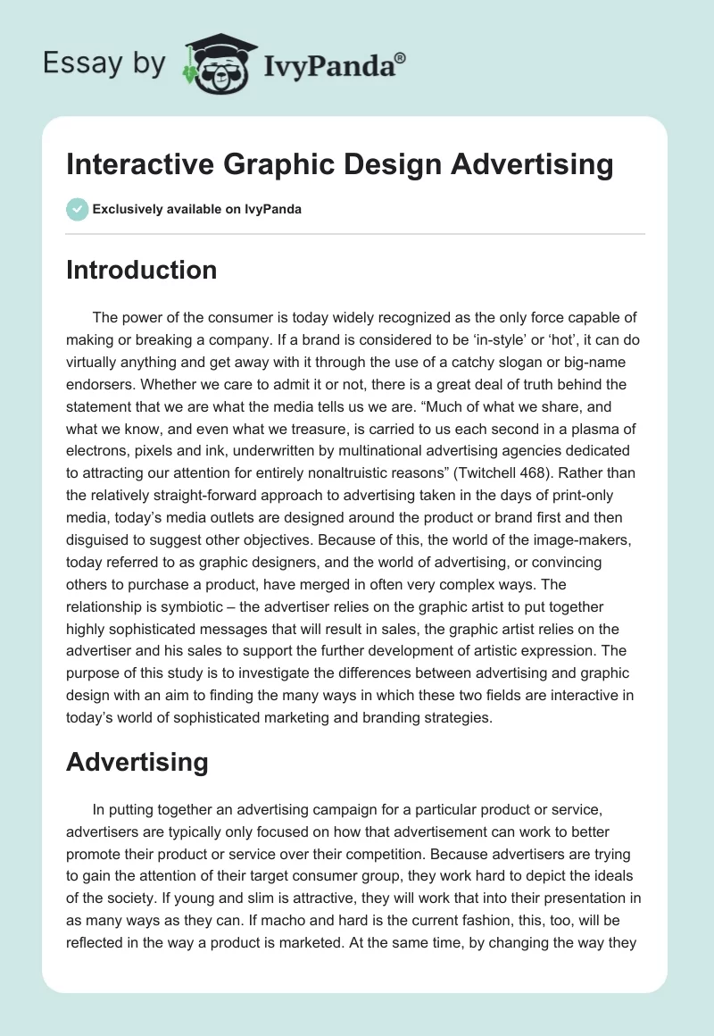 Interactive Graphic Design Advertising. Page 1