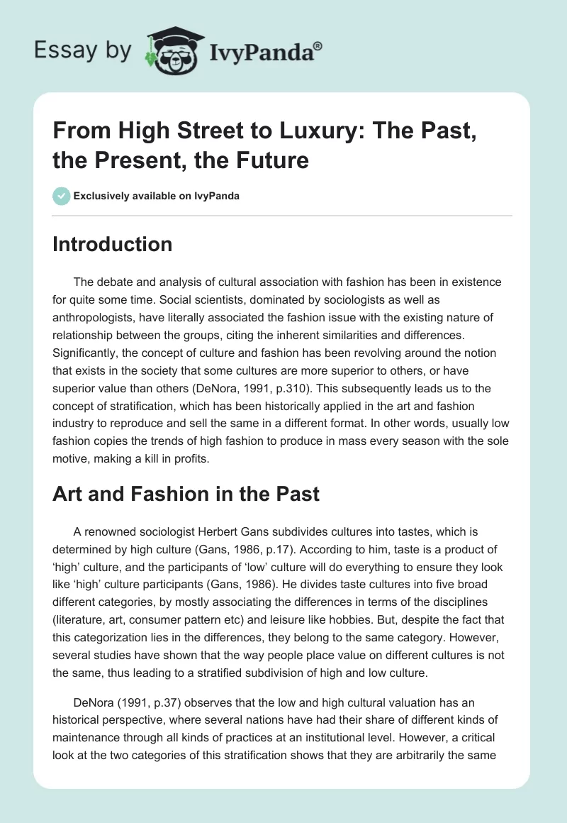From High Street to Luxury: The Past, the Present, the Future. Page 1