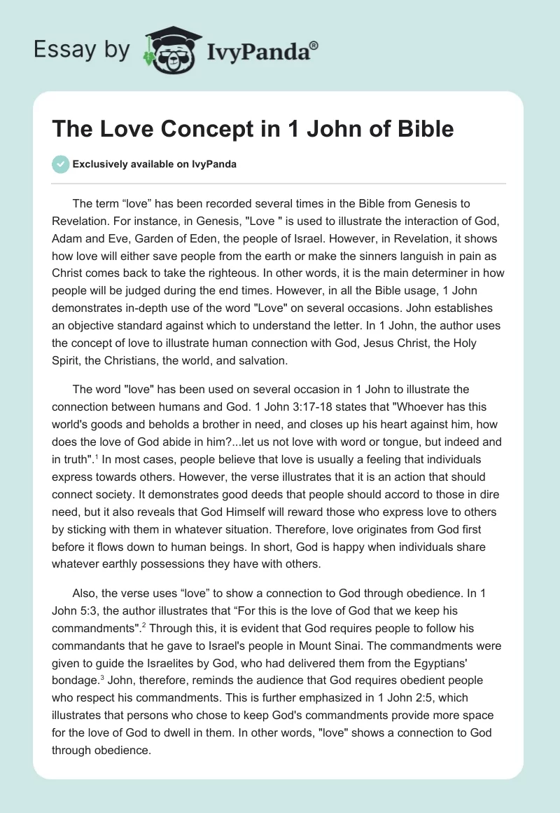 The Love Concept in 1 John of Bible. Page 1