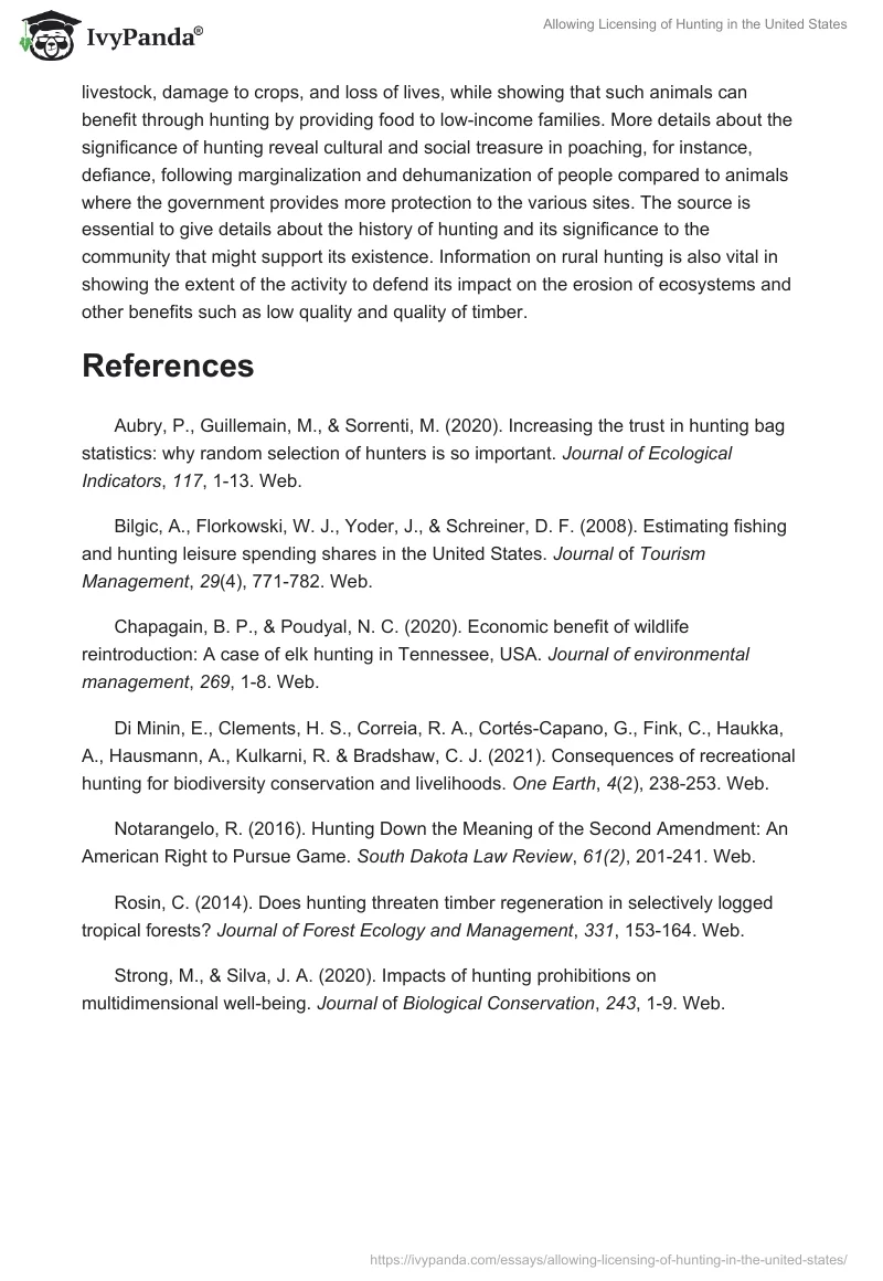 Allowing Licensing of Hunting in the United States. Page 4