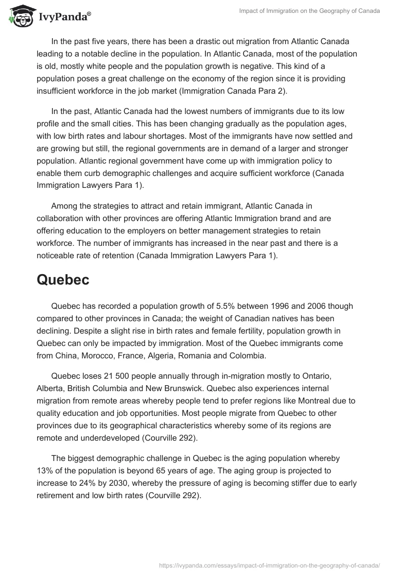 Impact of Immigration on the Geography of Canada. Page 5