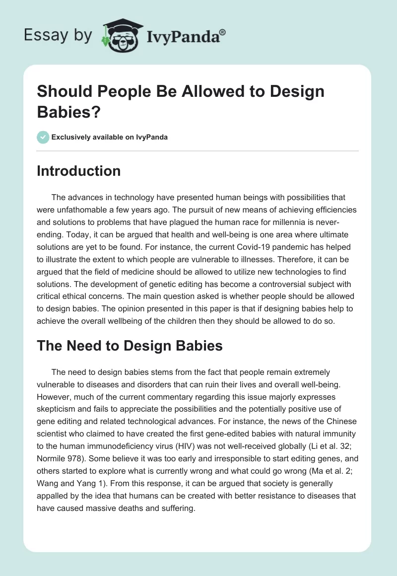Should People Be Allowed to Design Babies?. Page 1