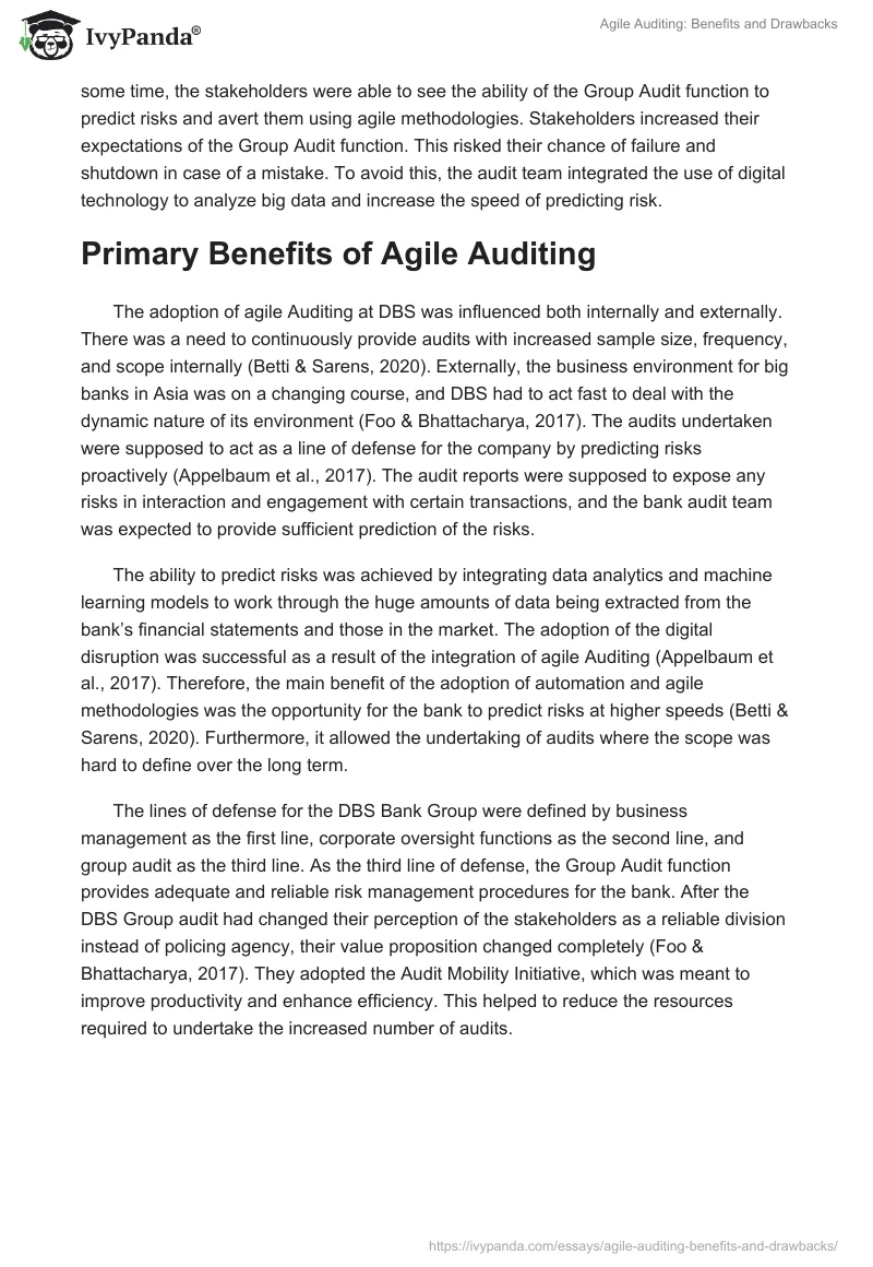 Agile Auditing: Benefits and Drawbacks. Page 4