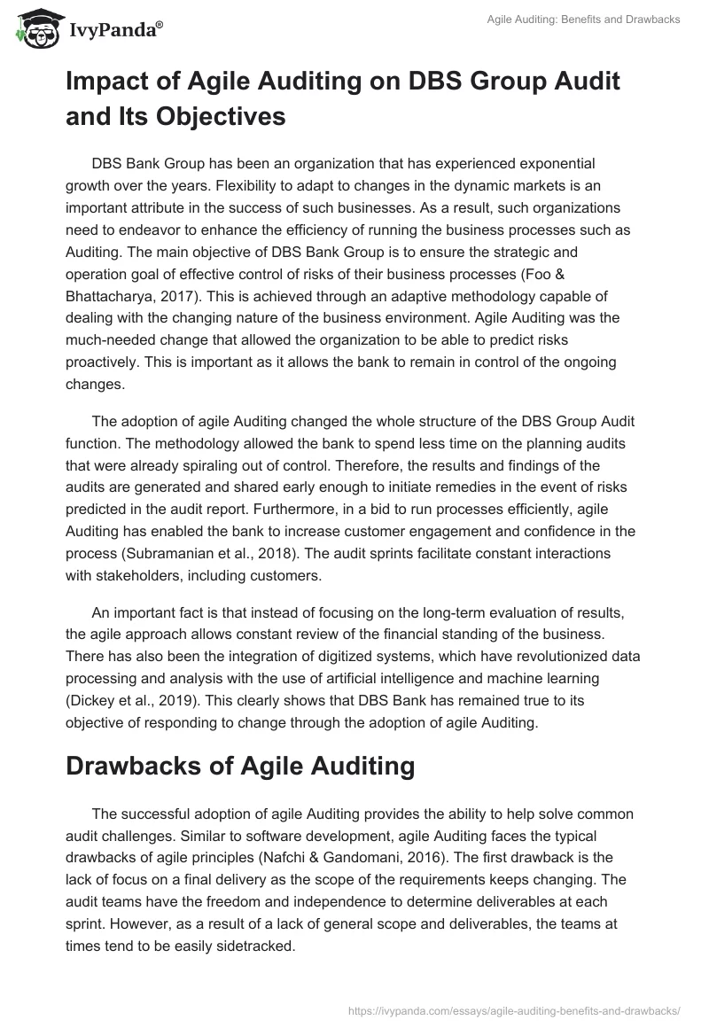 Agile Auditing: Benefits and Drawbacks. Page 5