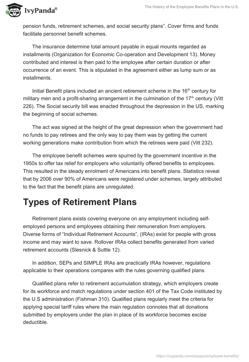 The History of the Employee Benefits Plans in the U.S.. Page 2