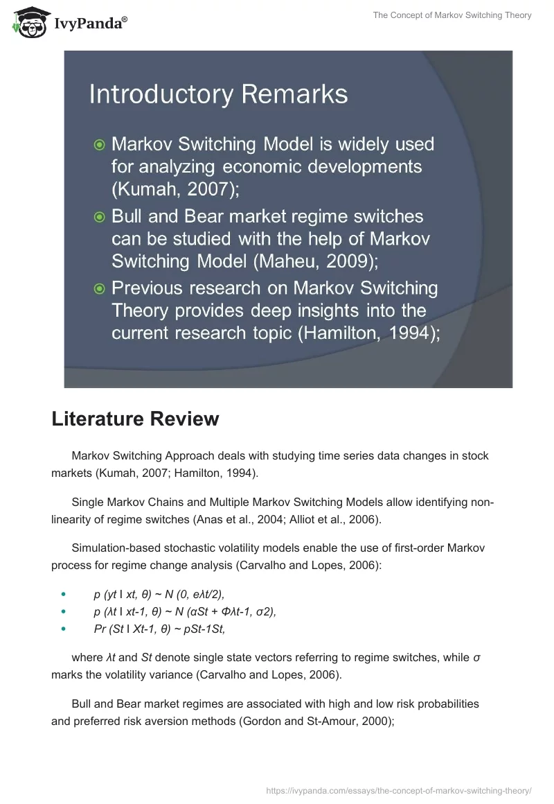 The Concept of Markov Switching Theory. Page 2