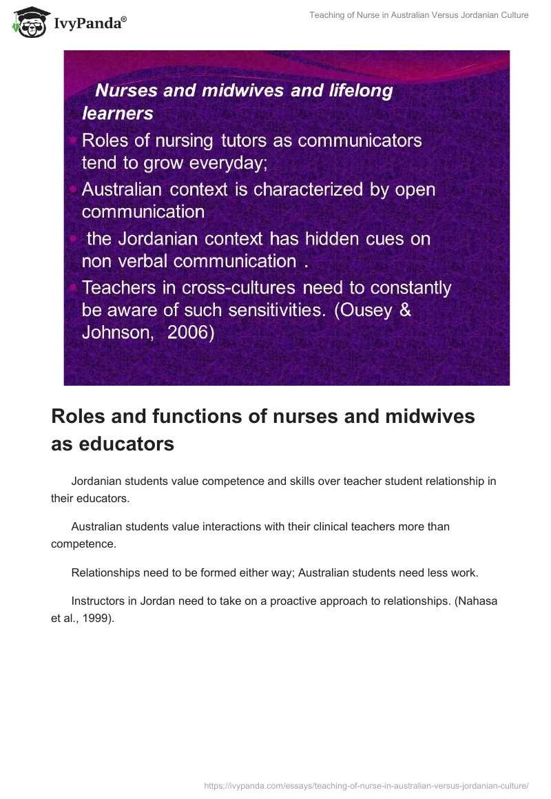 Teaching of Nurse in Australian Versus Jordanian Culture. Page 2