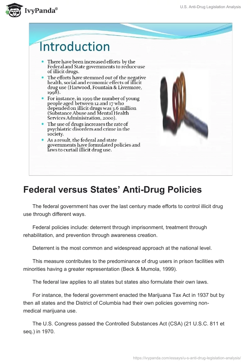 U.S. Anti-Drug Legislation Analysis. Page 2