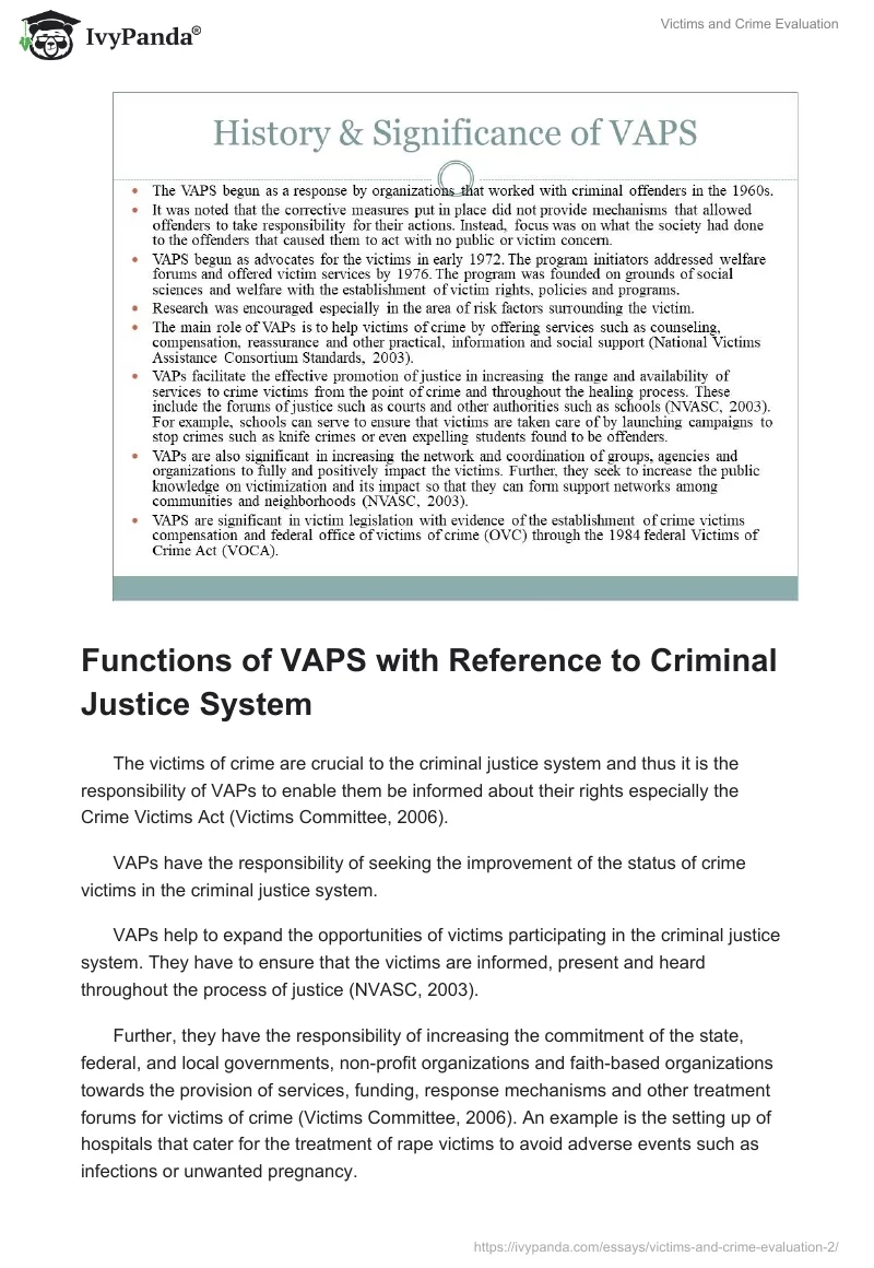Victims and Crime Evaluation. Page 5
