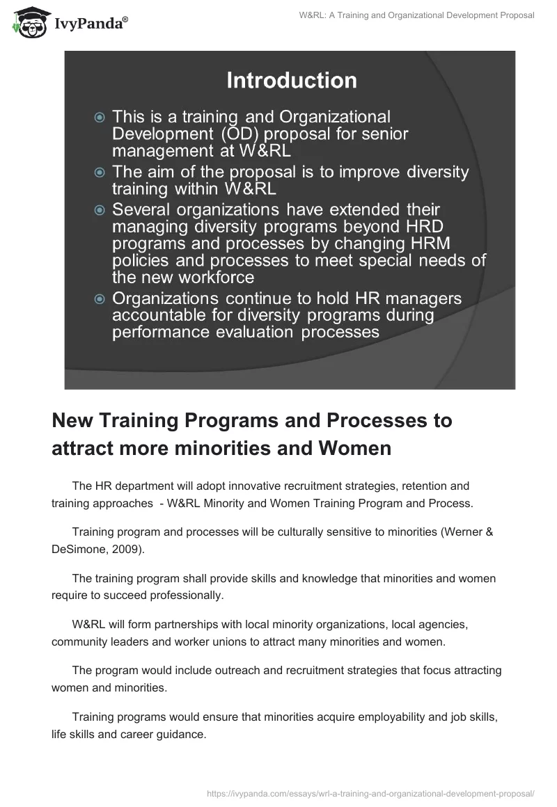 W&RL: A Training and Organizational Development Proposal. Page 2