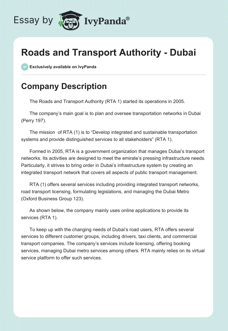 Roads and Transport Authority - Dubai. Page 1