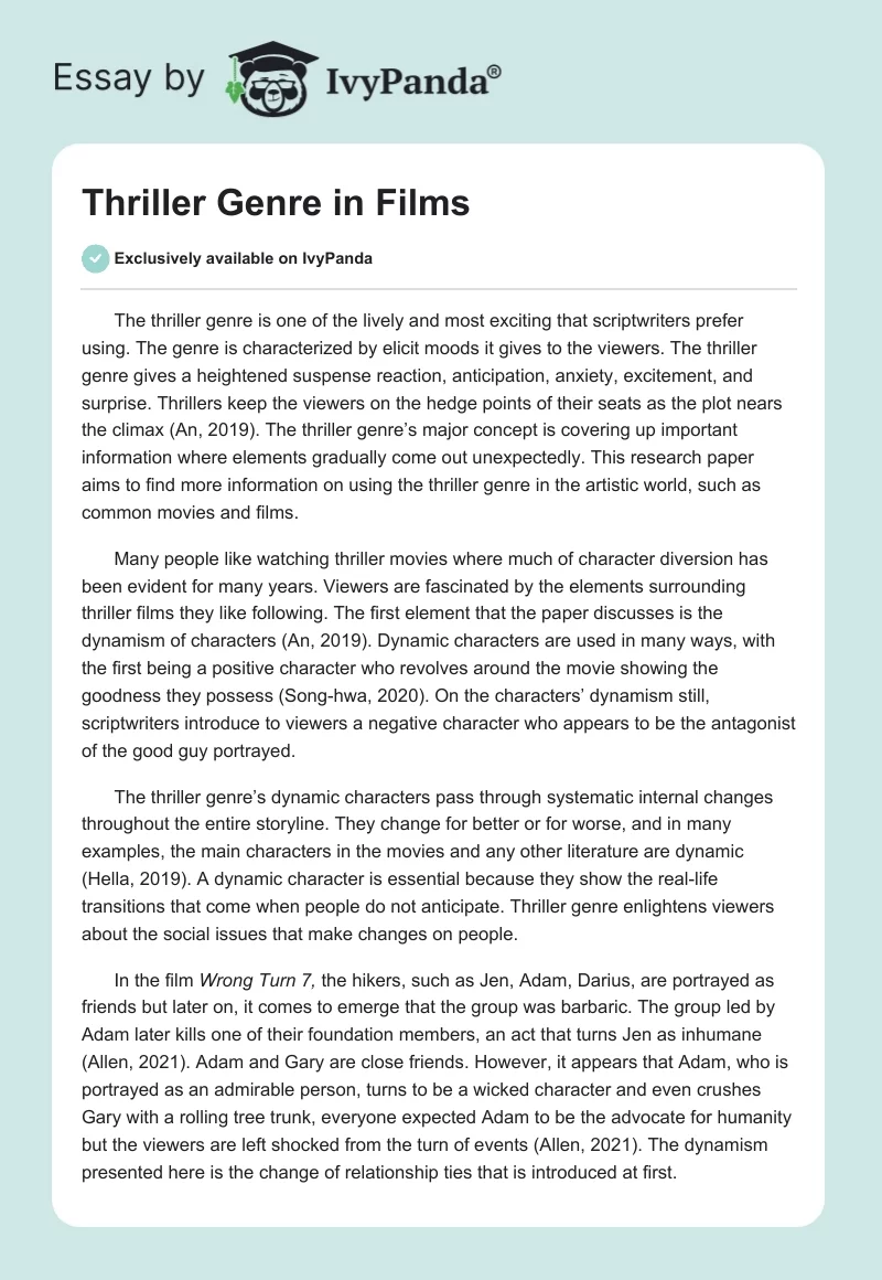 Thriller Genre in Films. Page 1