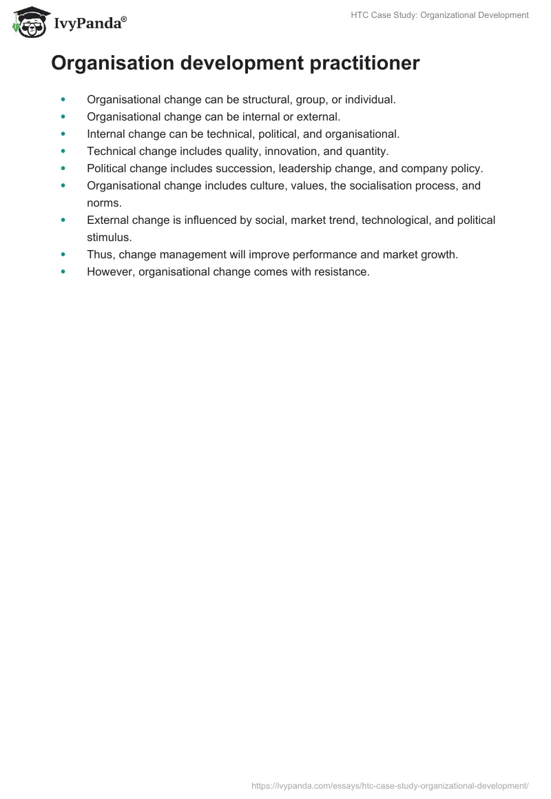 HTC Case Study: Organizational Development. Page 3