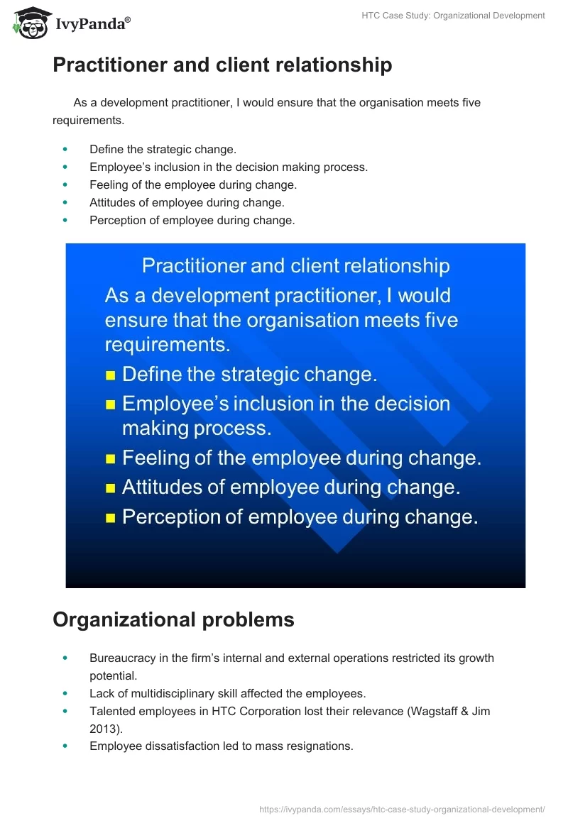 HTC Case Study: Organizational Development. Page 5