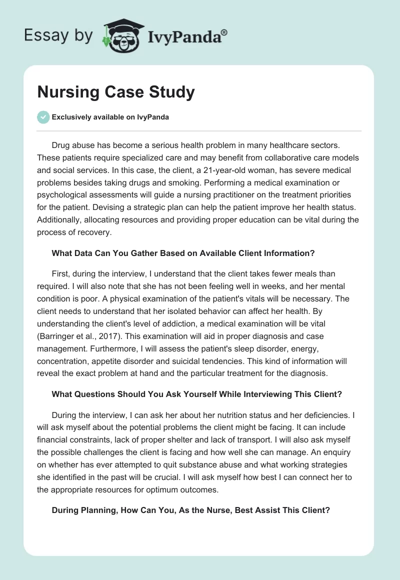 Nursing Case Study. Page 1