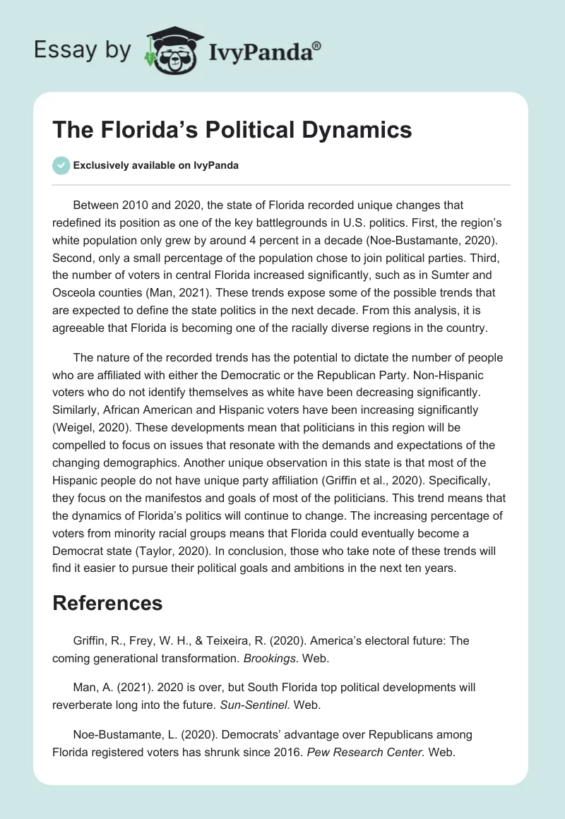 The Florida’s Political Dynamics. Page 1