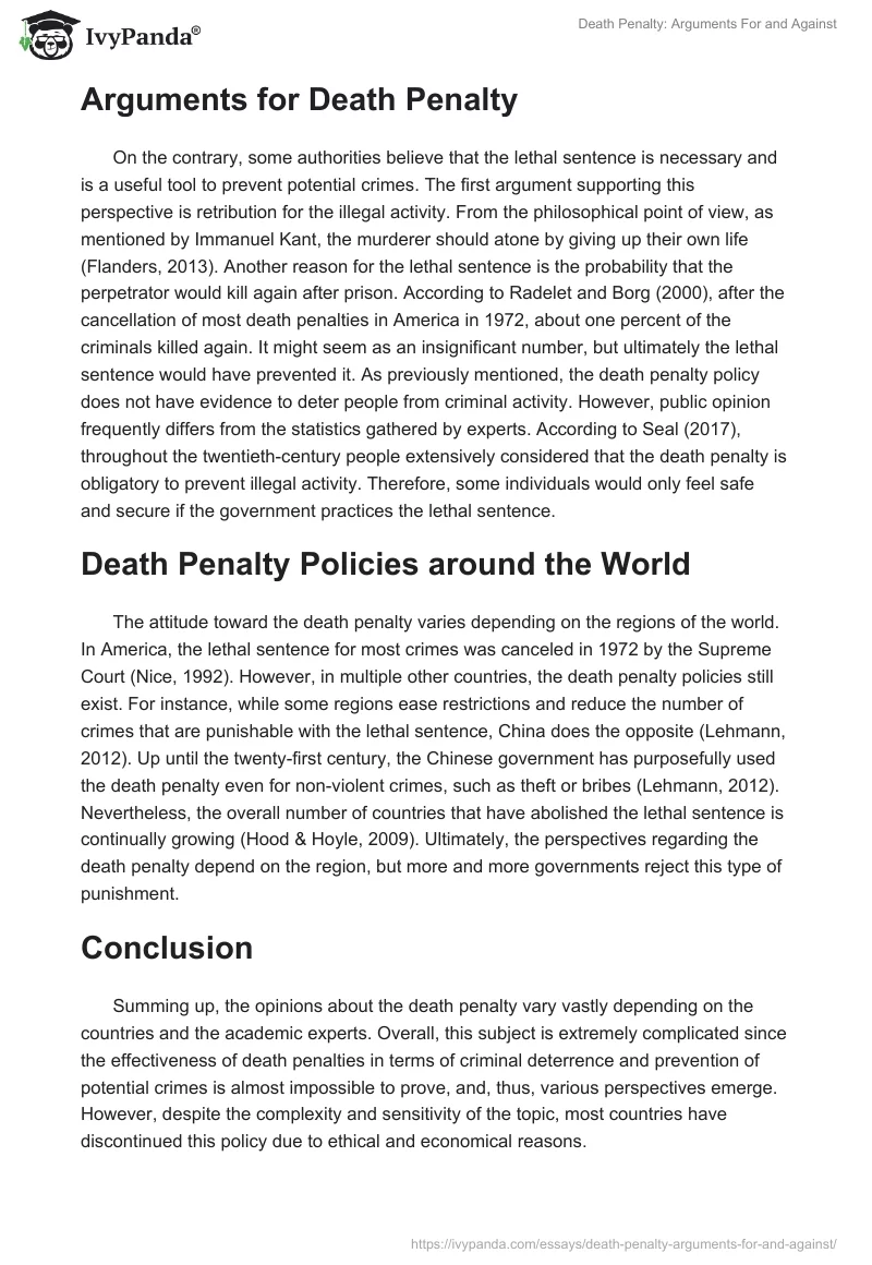 Death Penalty: Arguments For and Against. Page 2