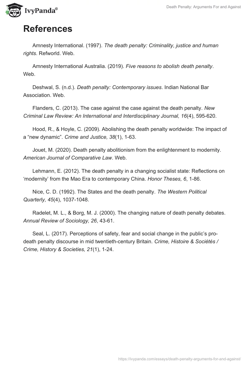 Death Penalty: Arguments For and Against. Page 3