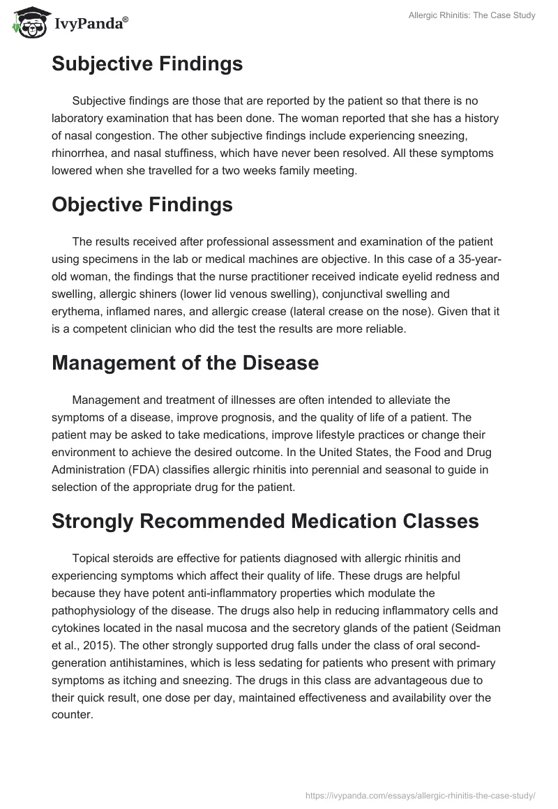 Allergic Rhinitis: The Case Study. Page 2