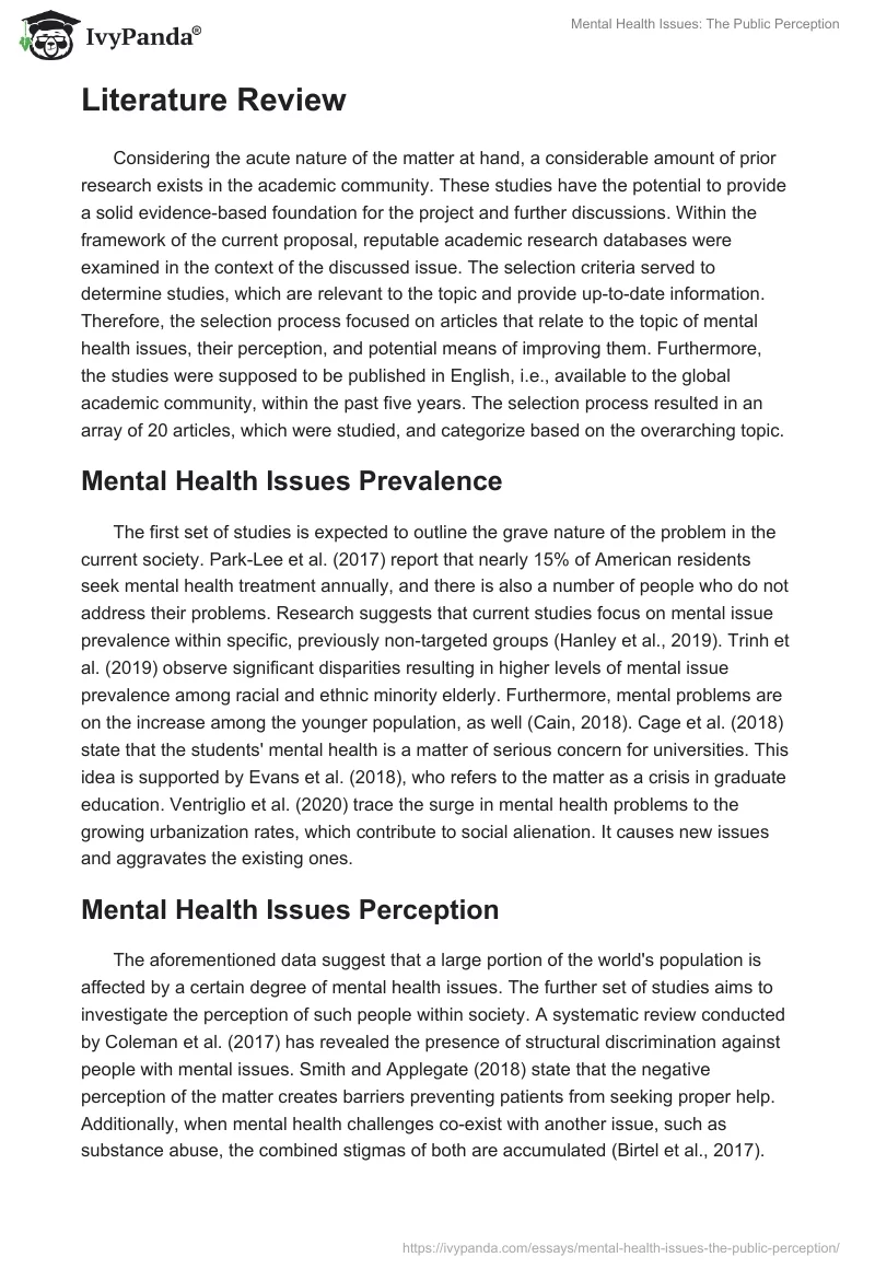 Mental Health Issues: The Public Perception. Page 2