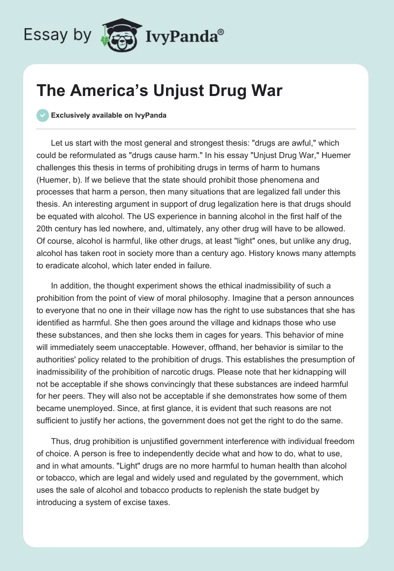 The America’s Unjust Drug War. Page 1